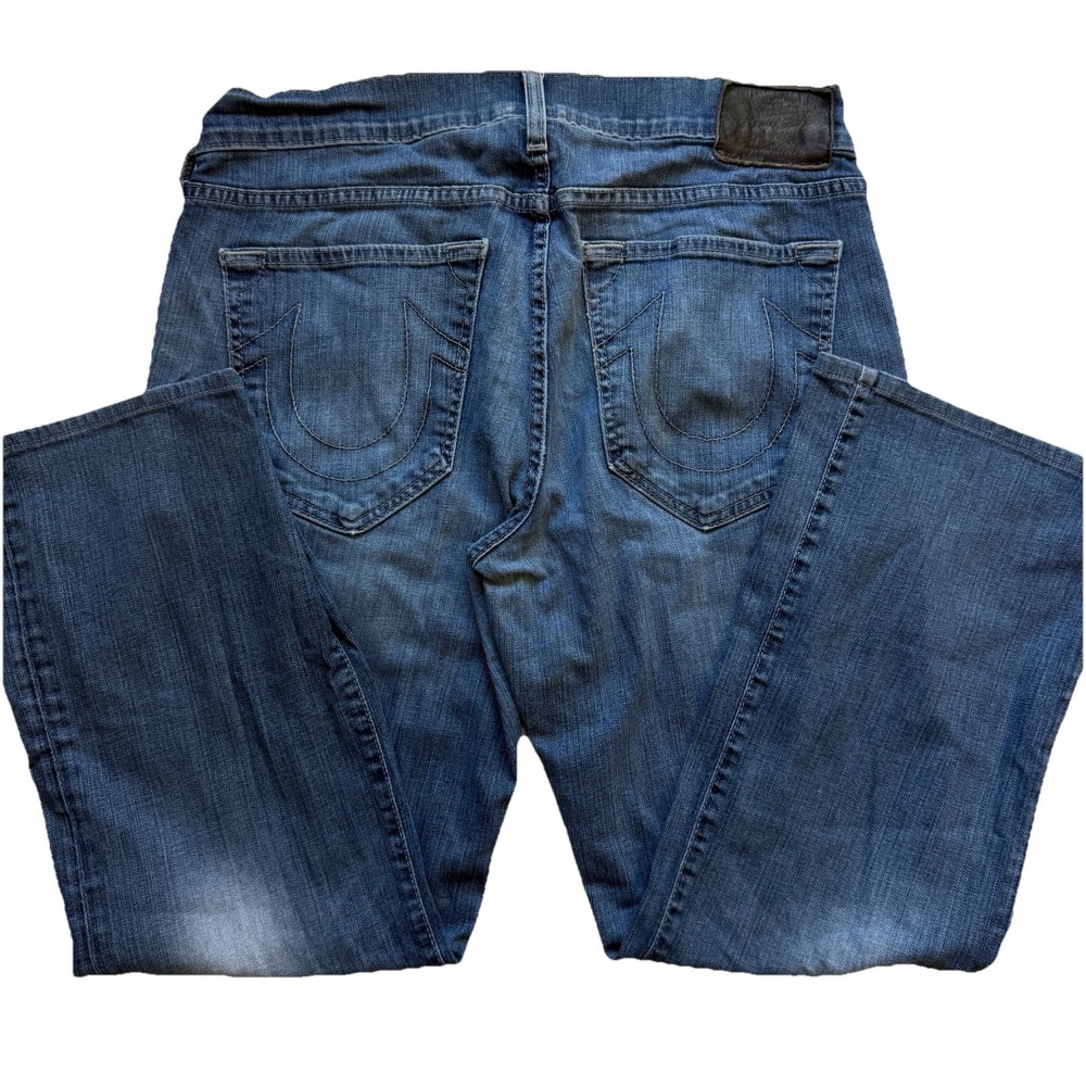 Vintage True Religion Jeans Mens 36x30 Danny Bootcut Med Wash Whisker USA Made - Picture 3 of 12
